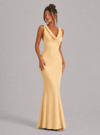 Zephrina Arlette cowl satin-look maxi dress in blue