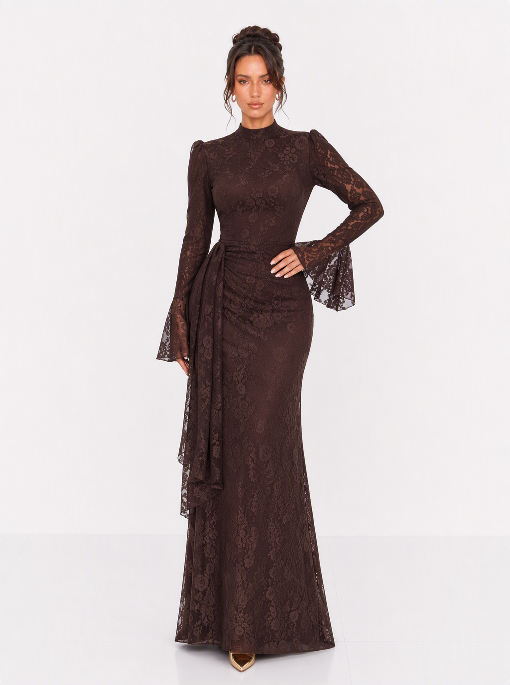 Zephrina Ottilie lace flare sleeve maxi dress