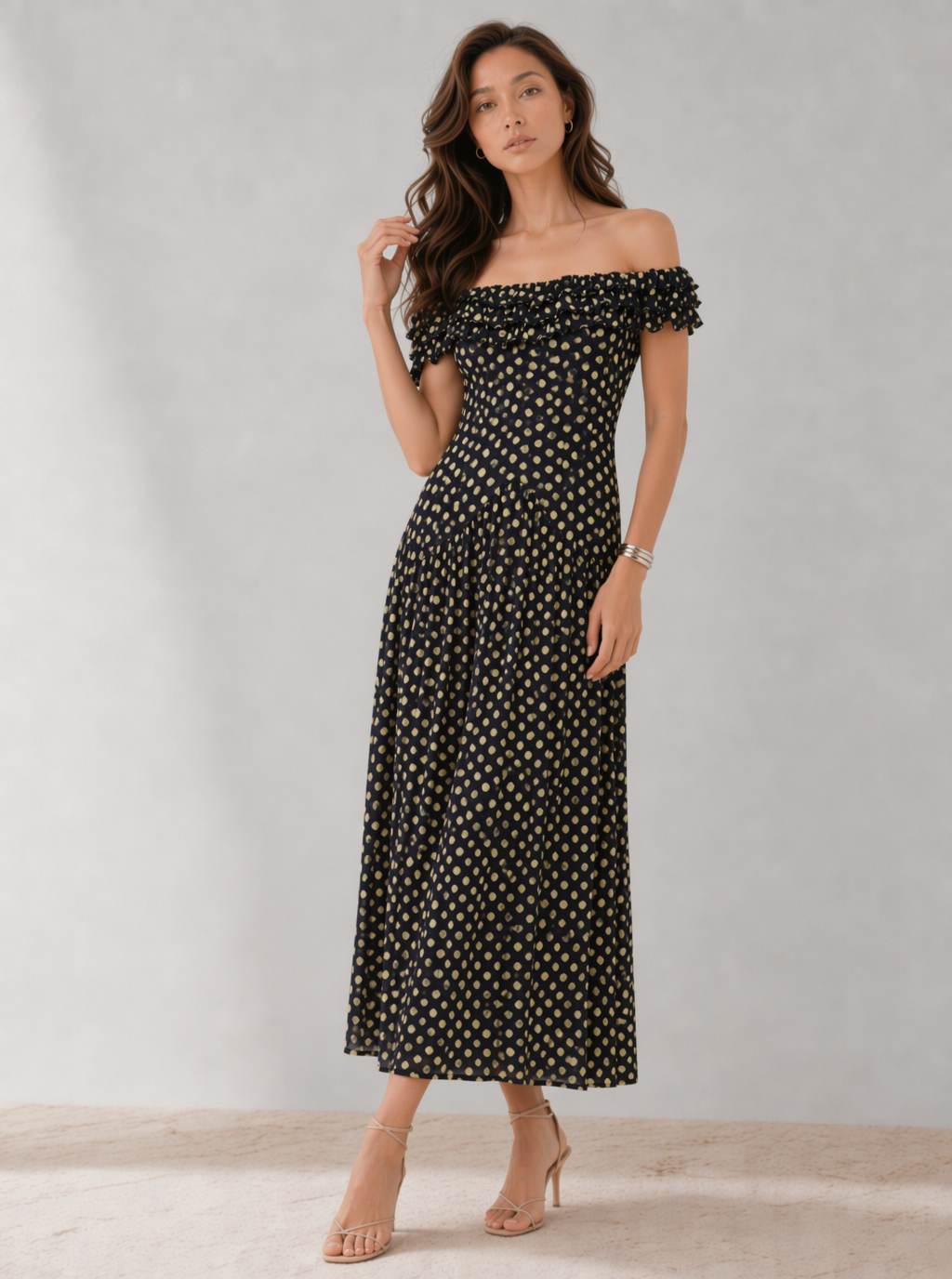 Zephrina Mirielle off-shoulder midi dress in black