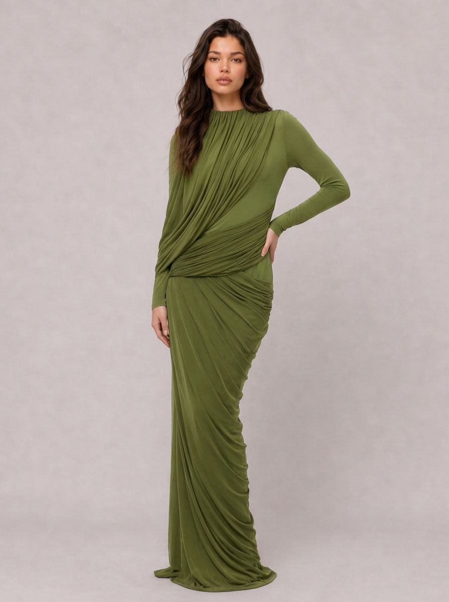 Zephrina Calisette ruched knit maxi dress