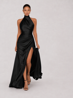 Zephrina Valenne one-shoulder satin maxi dress