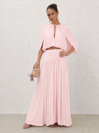 Ensemble maxi Marcella plissé avec cape