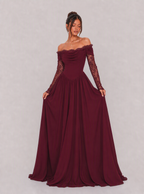 Moira Lace Sleeve Chiffon Maxi Dress
