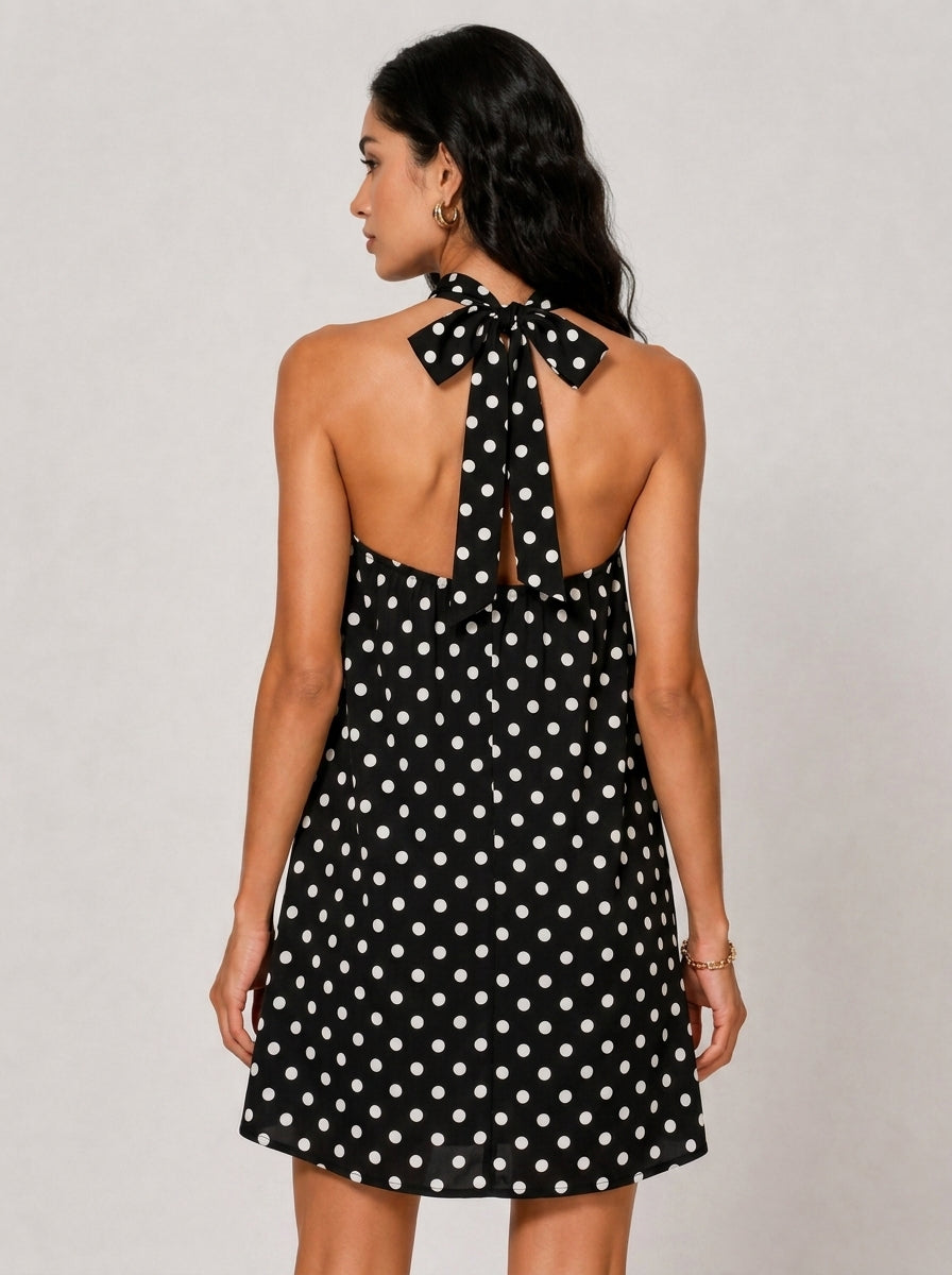 Marina Polka Dot Halter Mini Dress