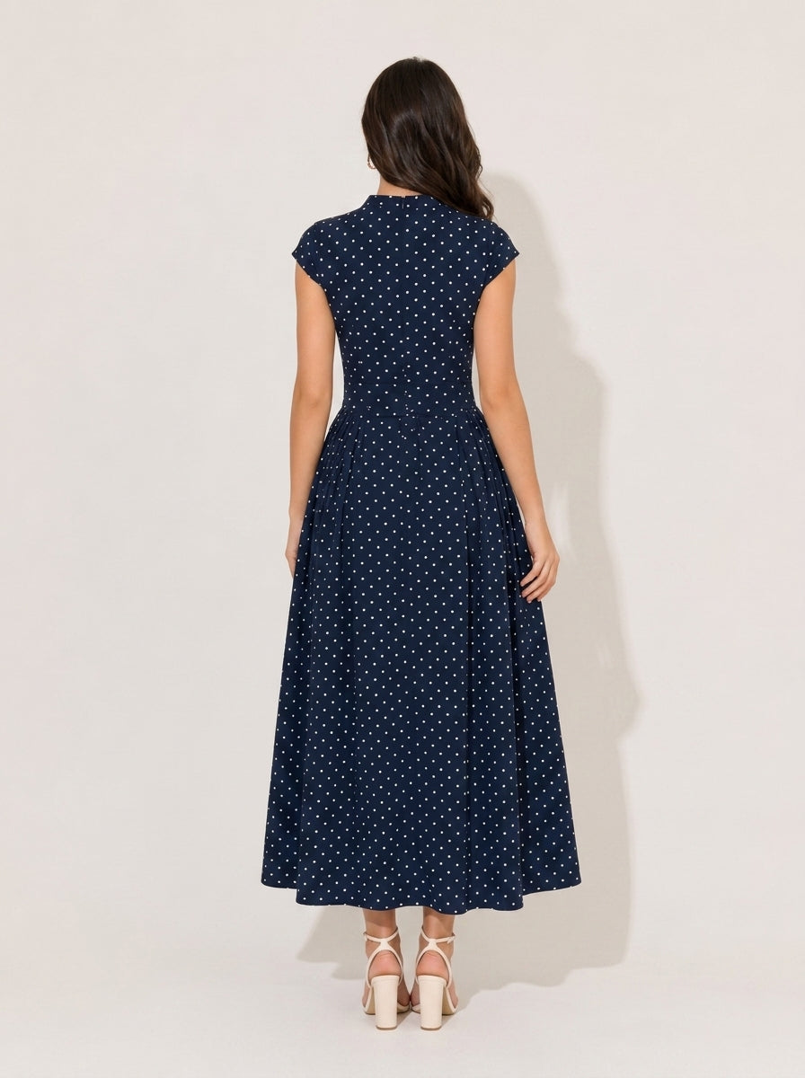 Violet Cap Sleeve Polka Dot Dress