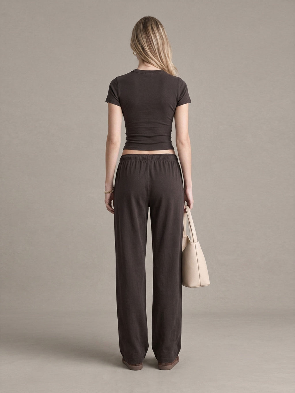 Fitted Short-Sleeve Tee & Straight-Leg Pants Set