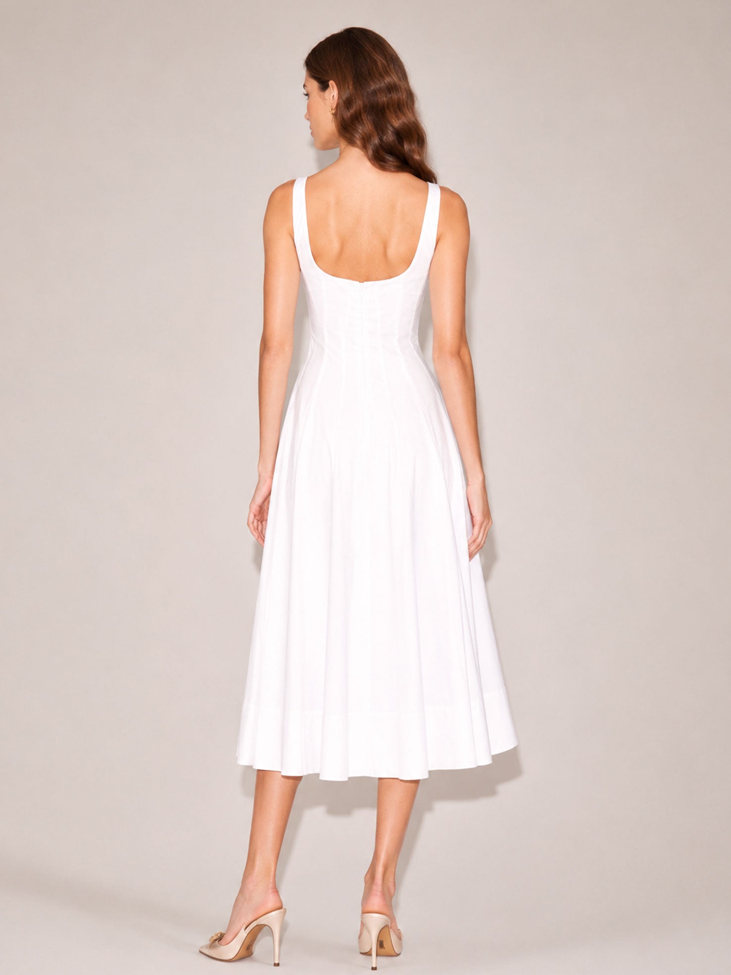 Square Neck A-Line Midi Dress