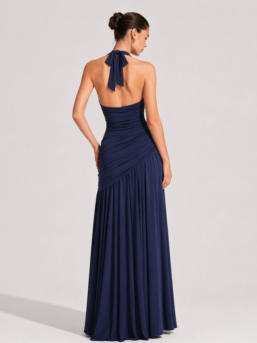 Halter Square Neck Ruched Waist Dress