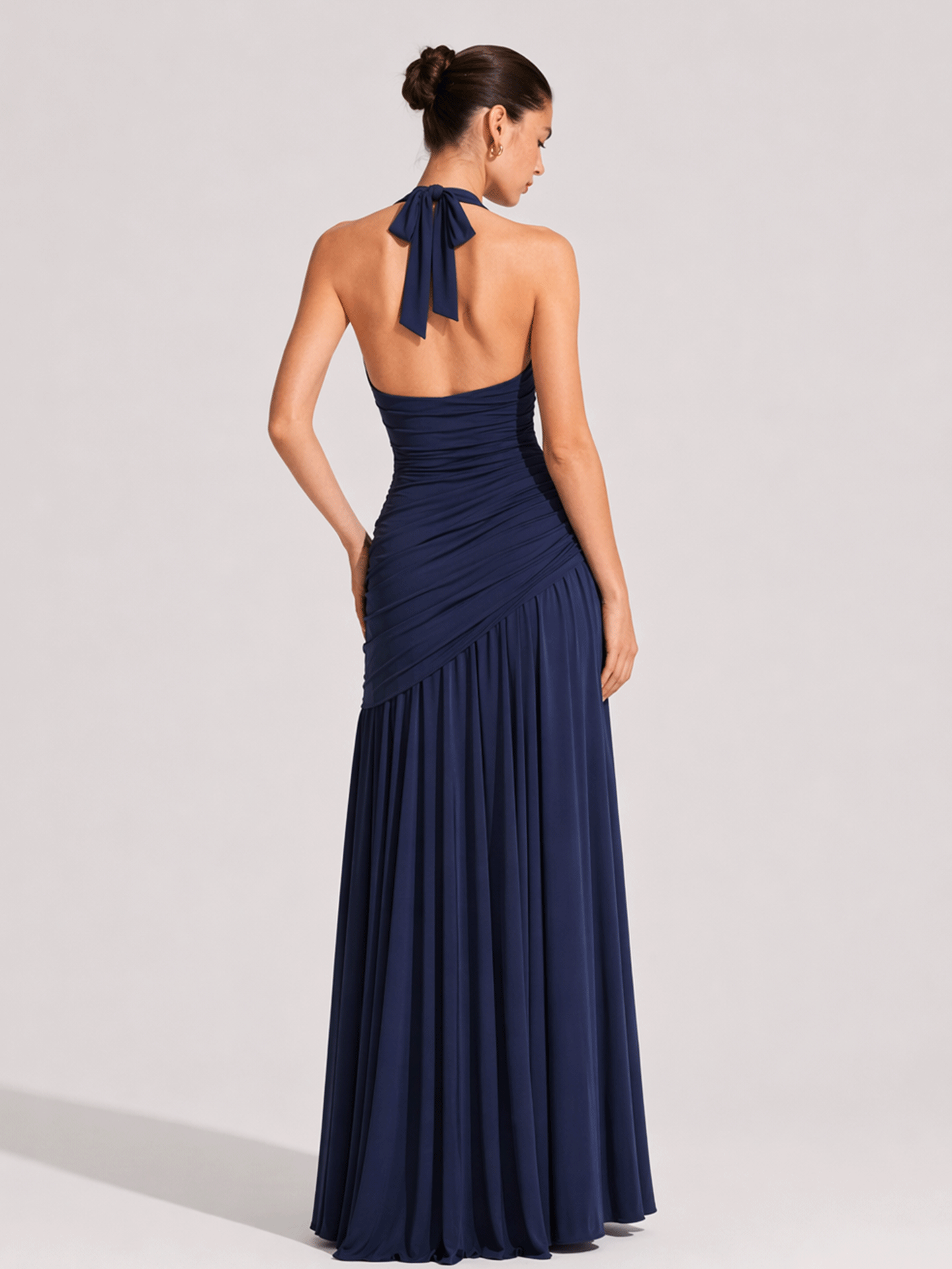 Halter Square Neck Ruched Waist Dress