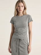 Washed Crewneck Tee & Drawstring Maxi Skirt Set