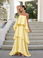 Robe longue Solene étagée aspect satin