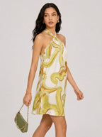 Celia Abstract Halter Mini Dress