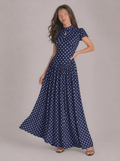 Allison Polka Dot Lace-Up Maxi Dress