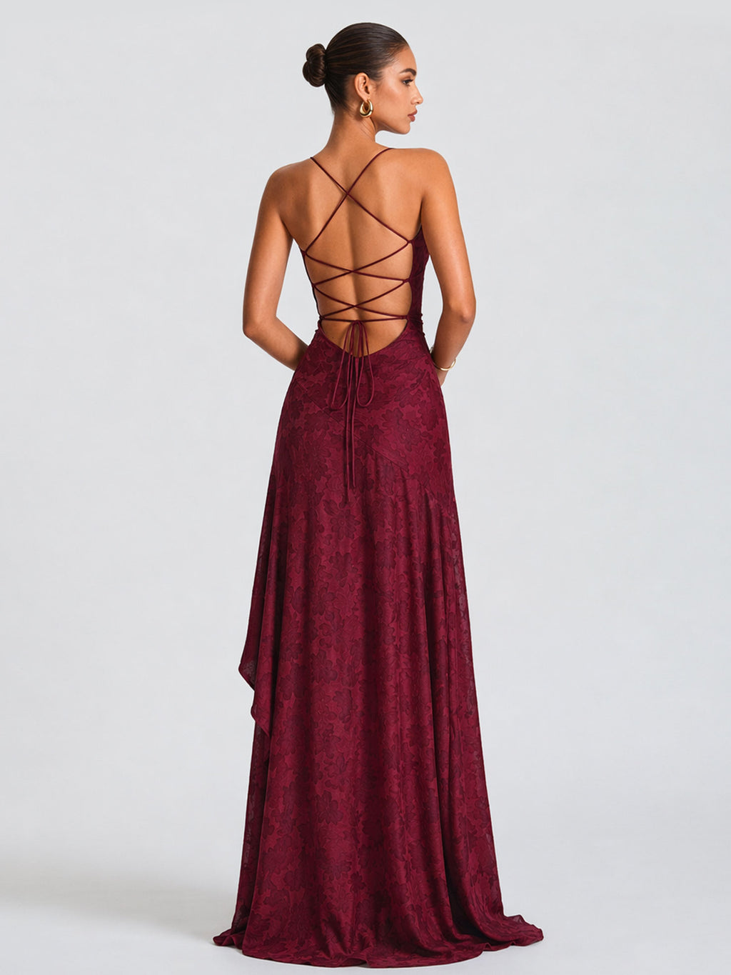 Elegant Cowl Neck High-Low Maxi Dress