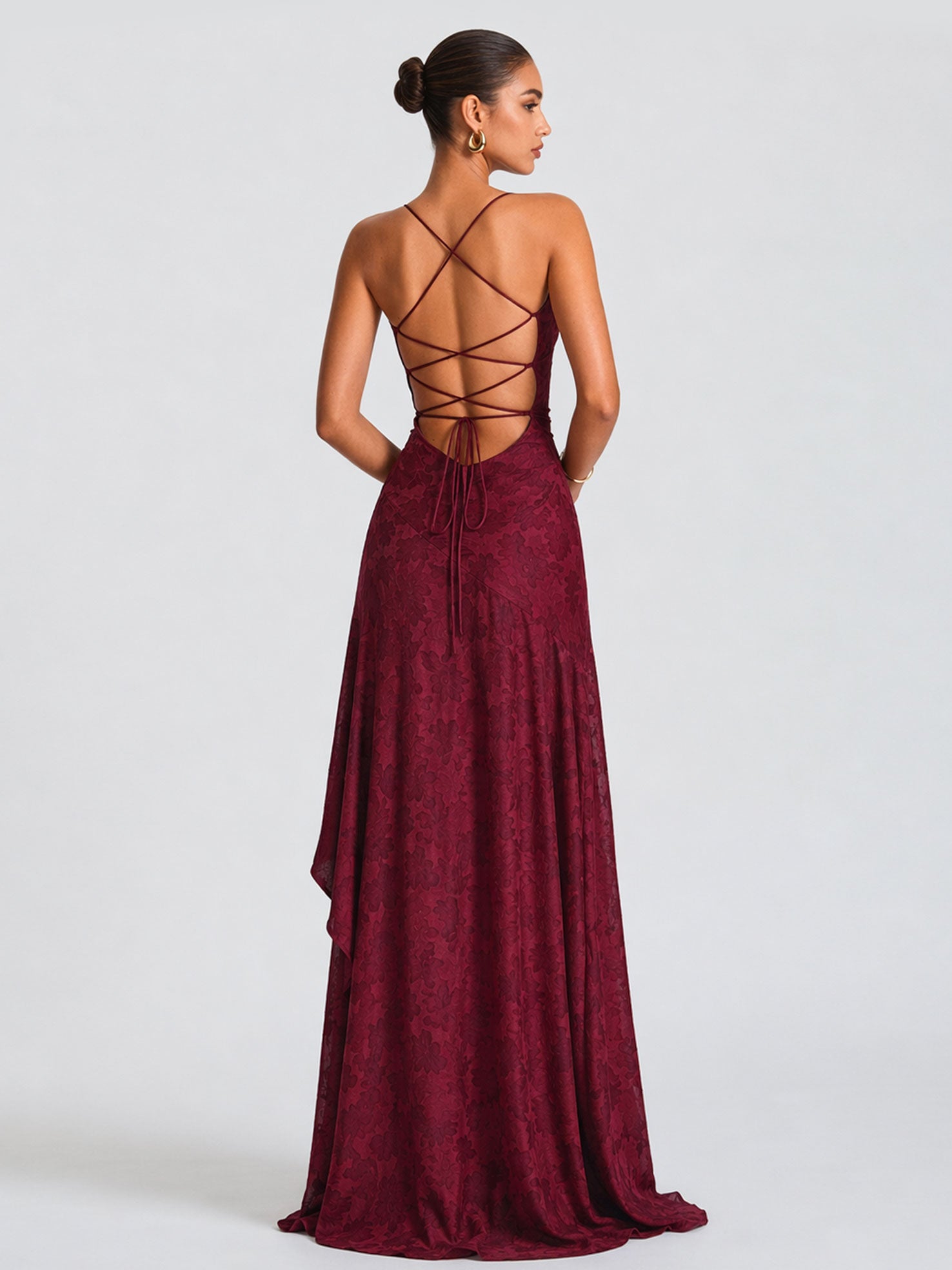 Elegant Cowl Neck High-Low Maxi Dress