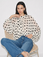 Camille Polka Dot Tie Neck Top