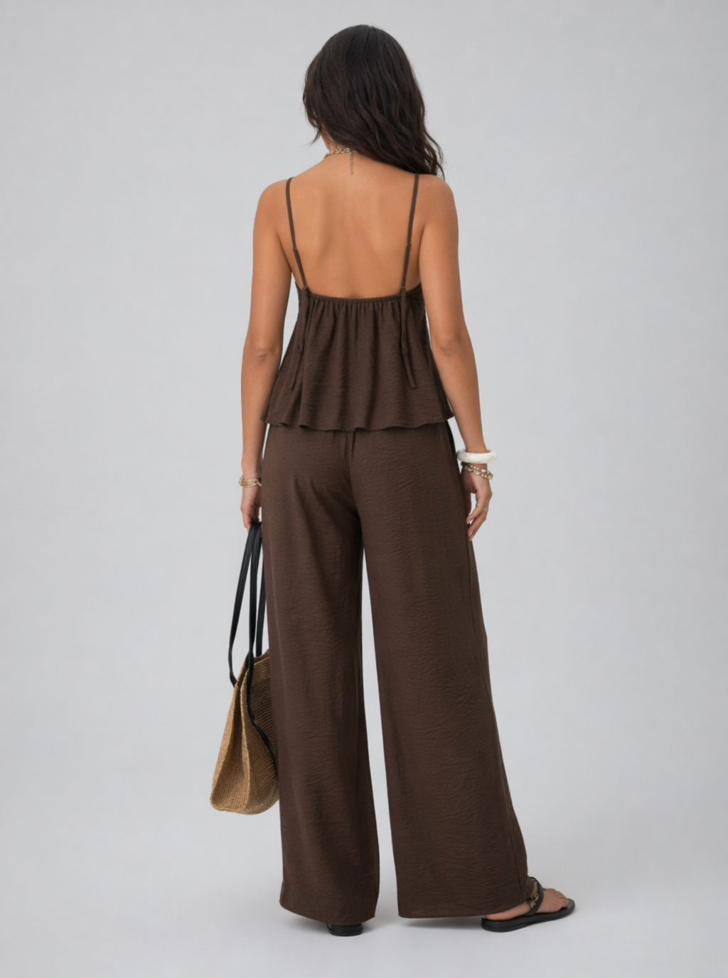 Esther Crinkle Wide-Leg Pant Set