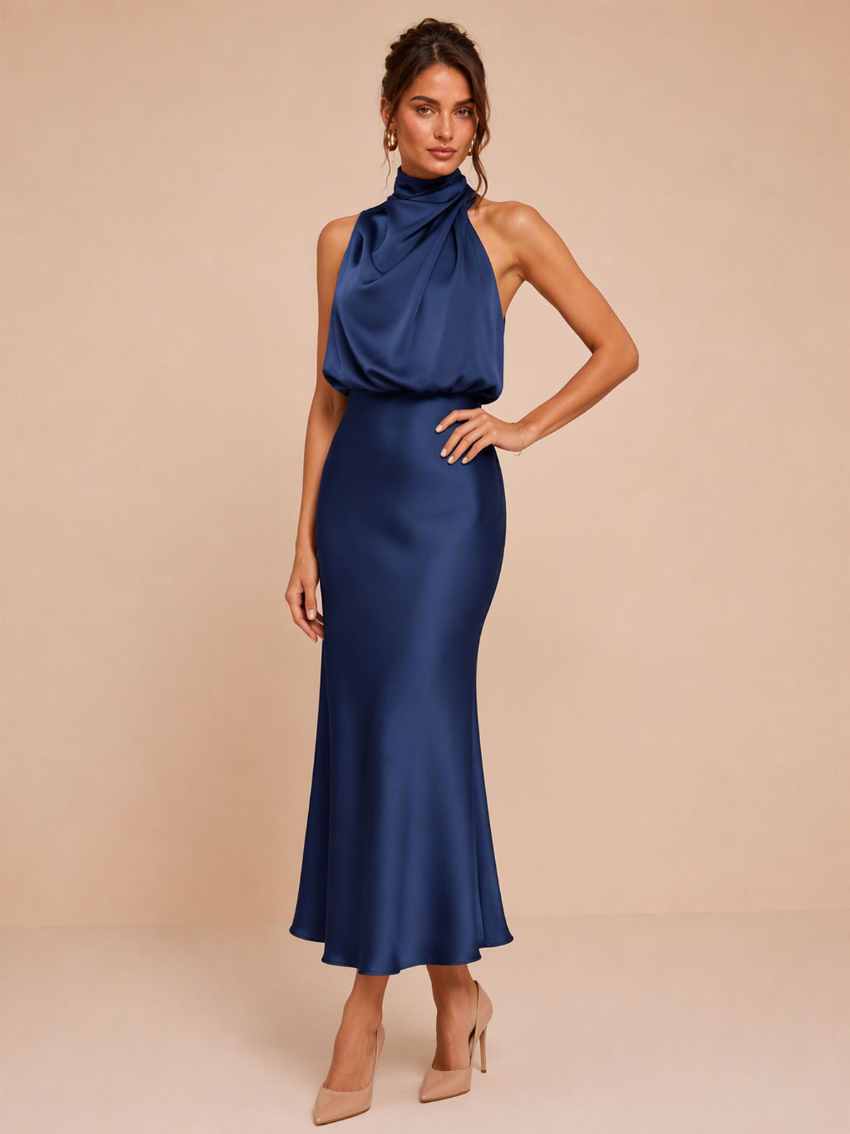 Betsy Draped Satin Midi Dress