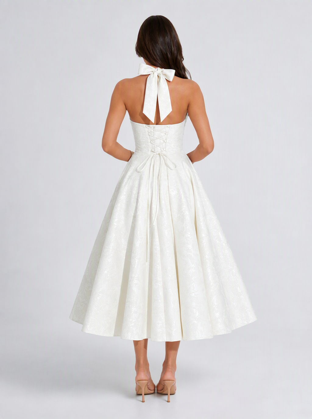 Eliska Jacquard Halter Midi Dress