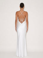 Marielle Satin Lace-Up Maxi Dress