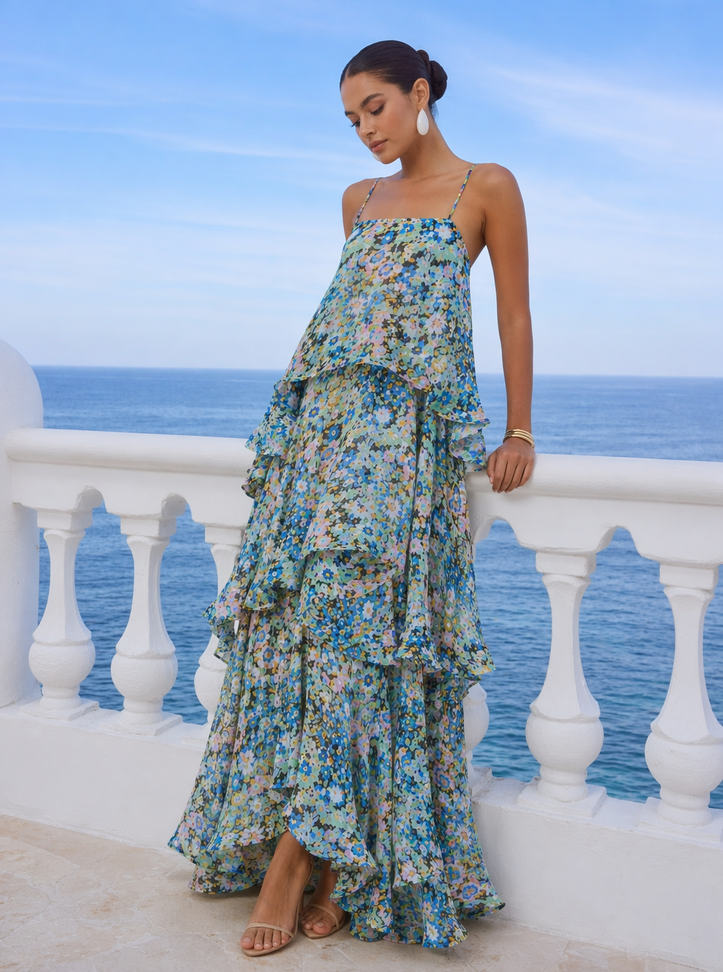 Maxikleid Molly mit Stufen und Blumenmuster