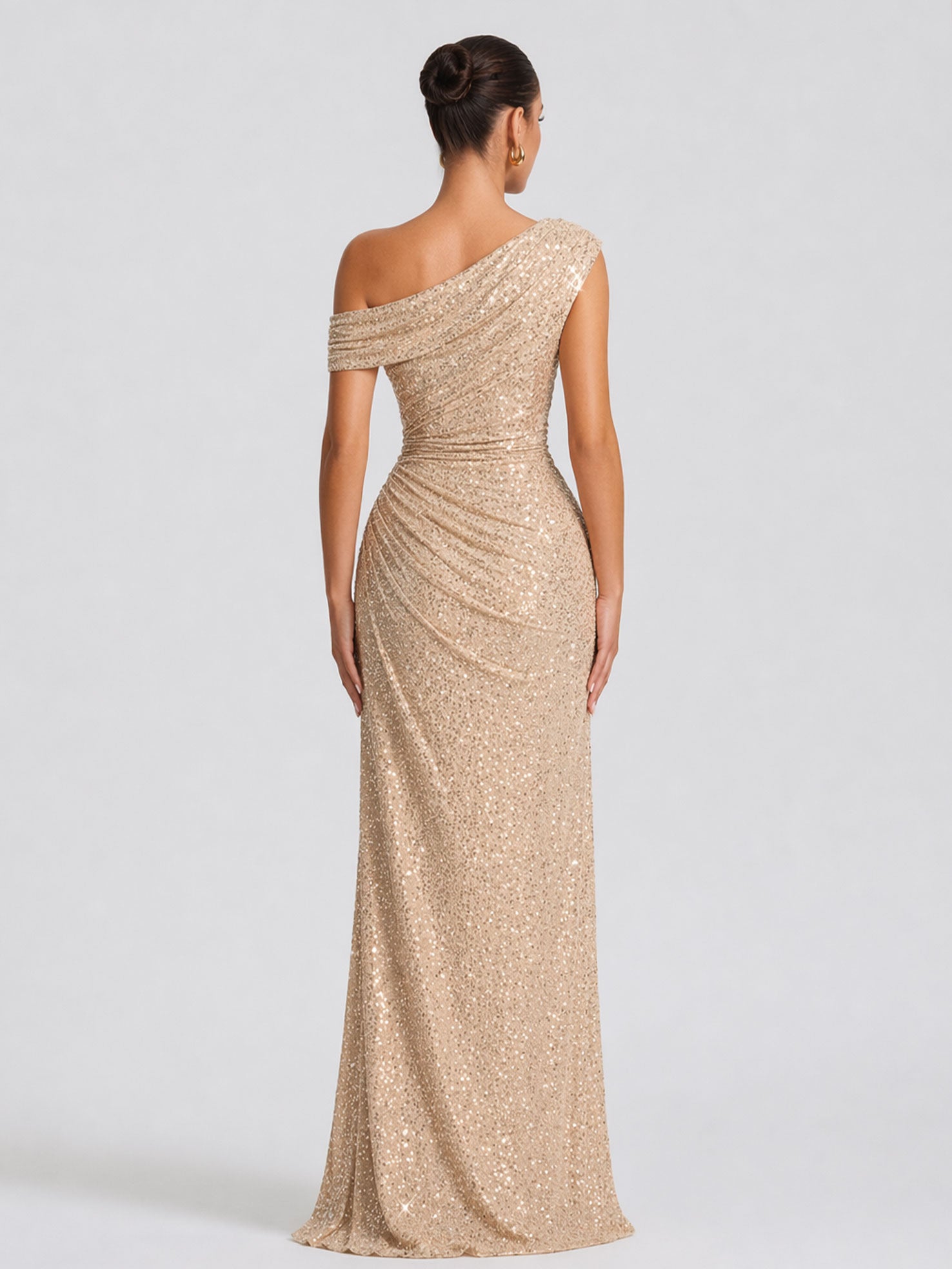 Elegant One-Shoulder Rhinestone Bodycon Gown