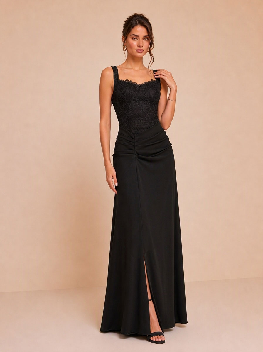 Katriel Lace Trim Slit Maxi Dress