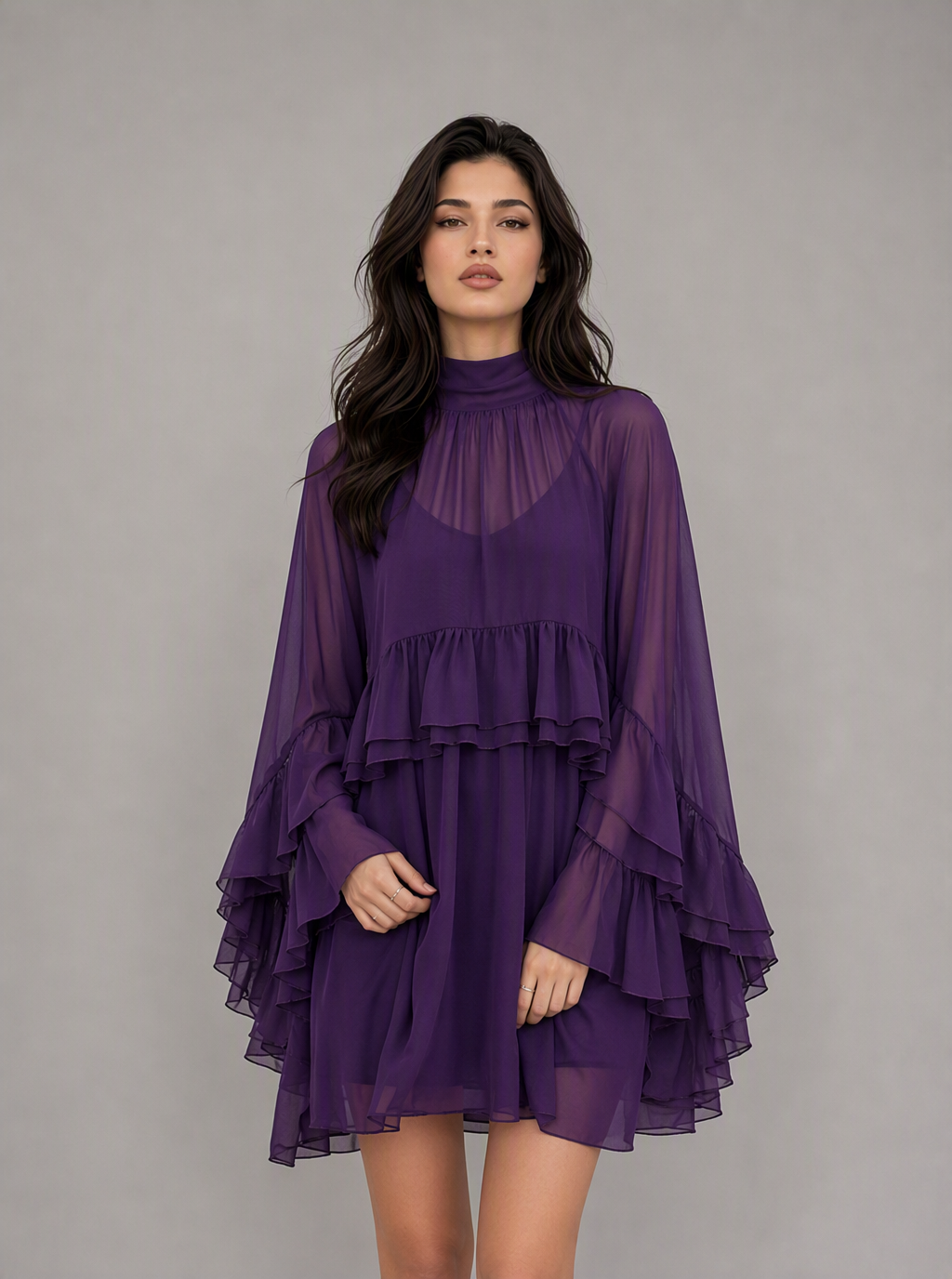 Cressida Ruffle Chiffon Mini Dress