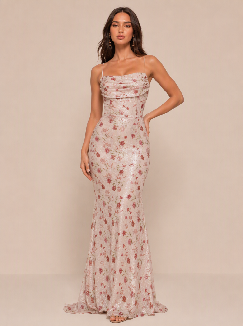 Zephrina Ottiliana floral embroidered maxi dress in pink