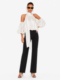 Zephrina Etta scarf tie satin blouse in white