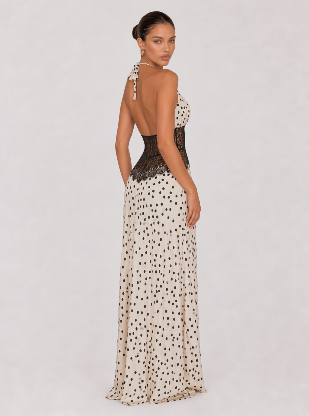 Zephrina Illyra polka dot lace maxi dress