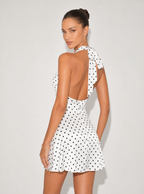 Zephrina Nerissa polka dot halter mini dress in white