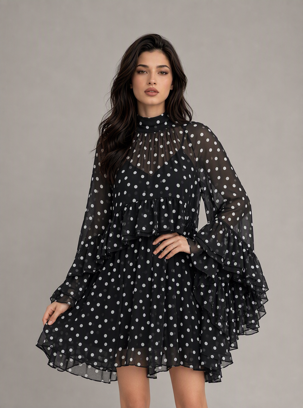 Cressida Ruffle Chiffon Mini Dress