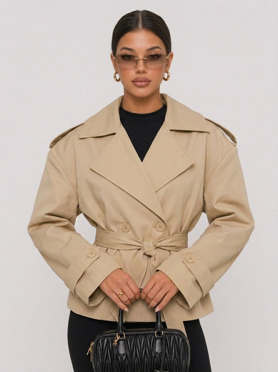 Zephrina Nadine belted trench coat in khaki