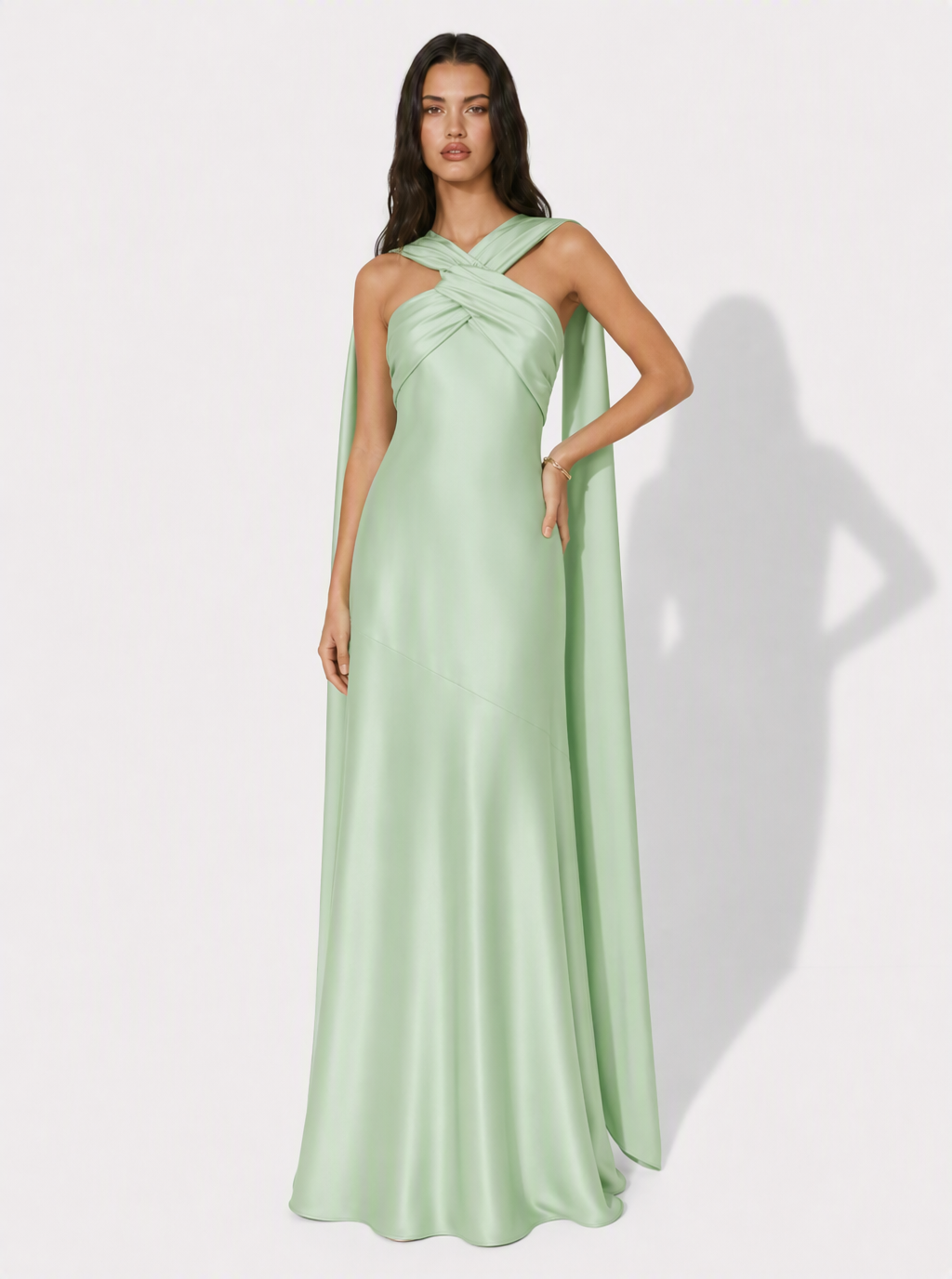 Zephrina Annelise scarf halter maxi dress in green
