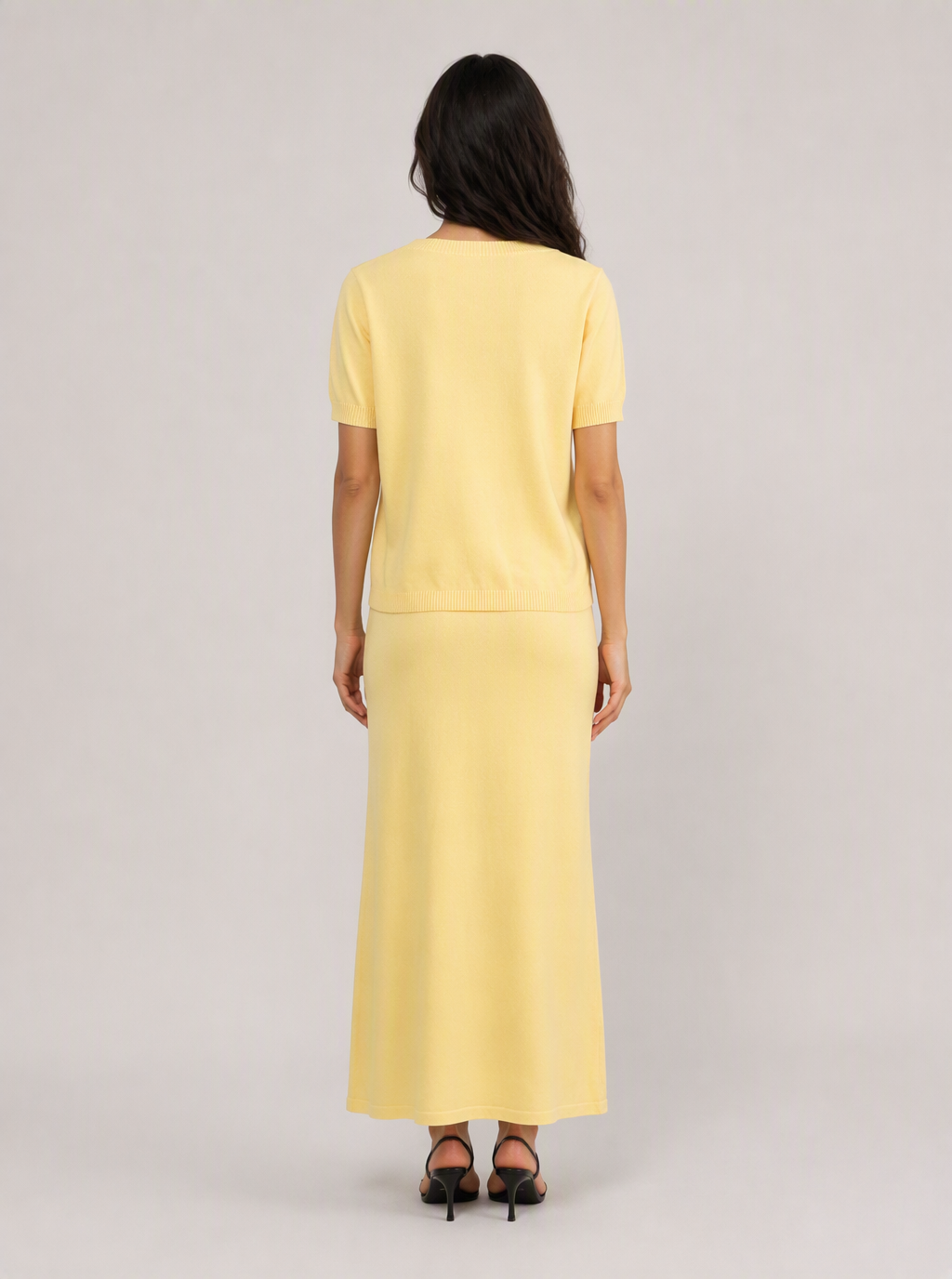 Zephrina Maelis knit maxi skirt set in yellow