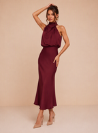Zephrina Ismeria draped satin midi dress
