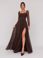 Zephrina Fiora lace high-slit maxi dress
