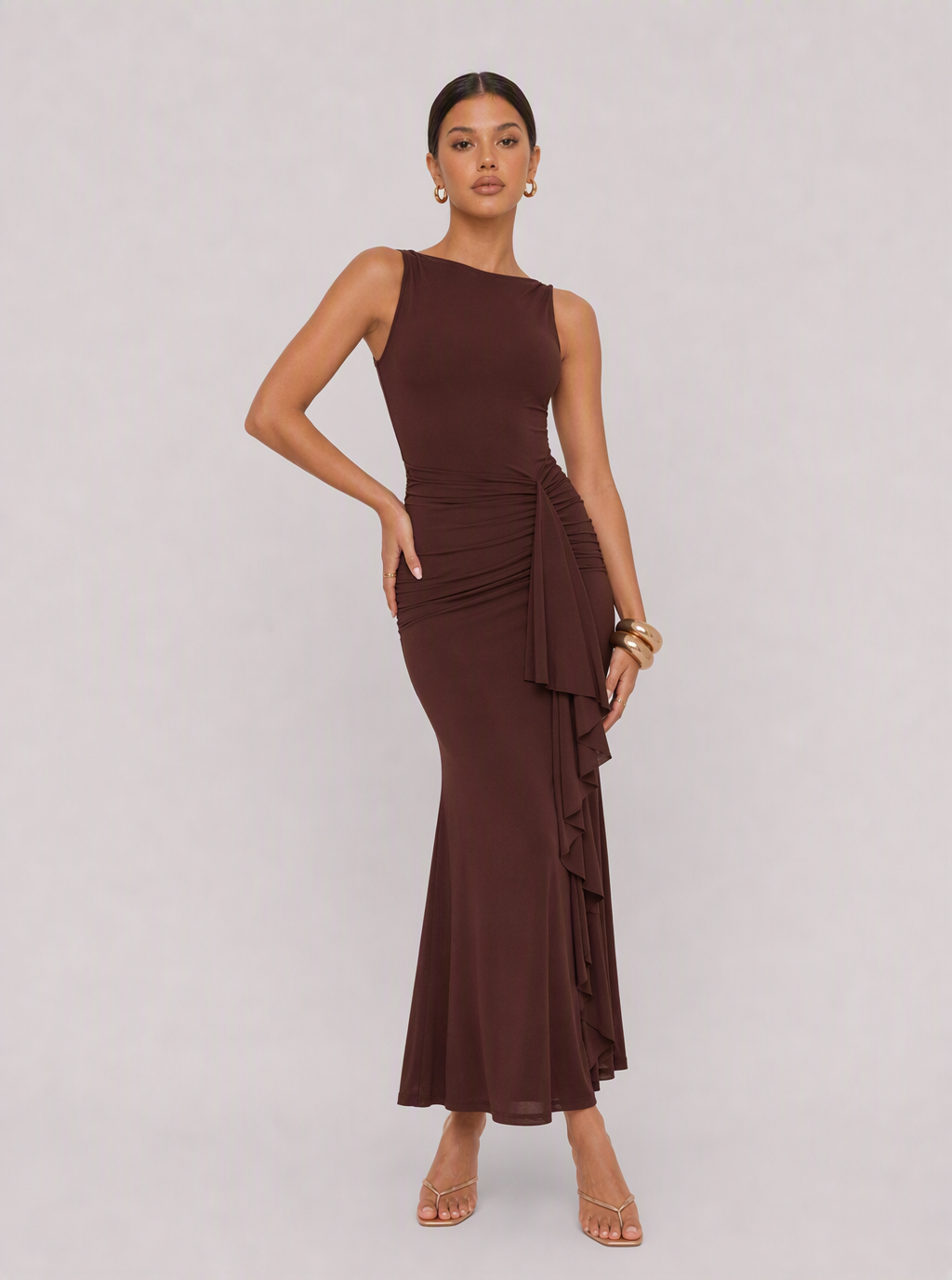 Zephrina Kirelia ruched knit midi dress