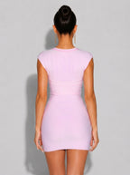 Zephrina Helena bandage V-neck mini dress in pink