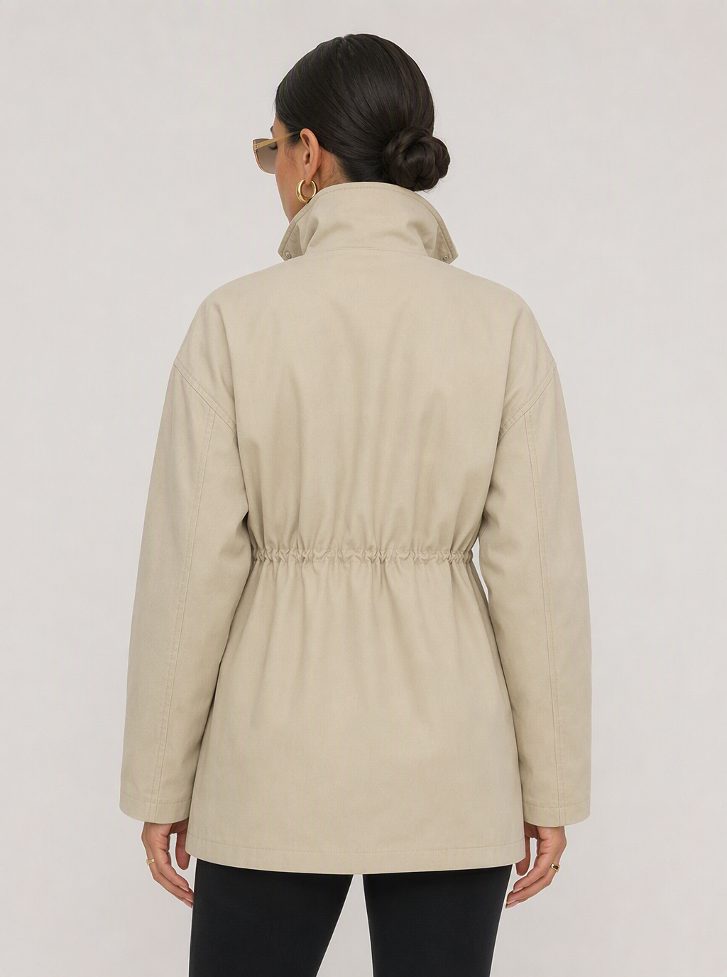 Zephrina Rowena drawstring utility jacket in light khaki