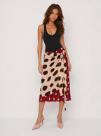 Zephrina Linnea tie-waist midi skirt in khaki