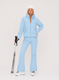 Zephrina Ingunn pastel quilted ski set with hooded jacket and flared pants in blue
