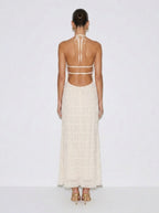 Zephrina Iris Halter Tiered Midi Dress