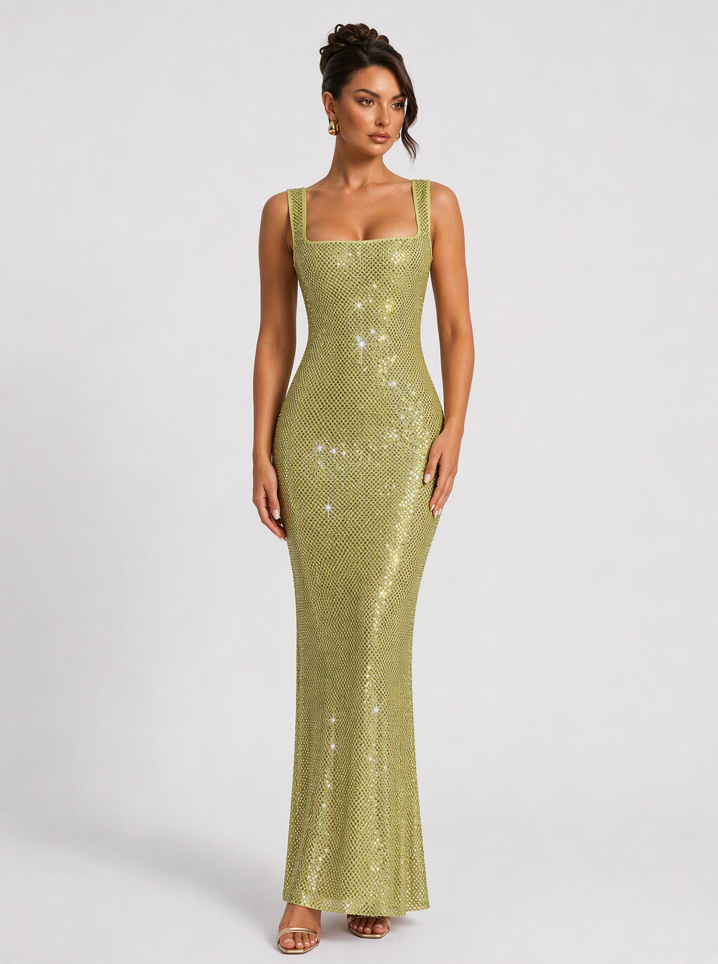 Zephrina Corvina sequin square-neck maxi dress in burgundy