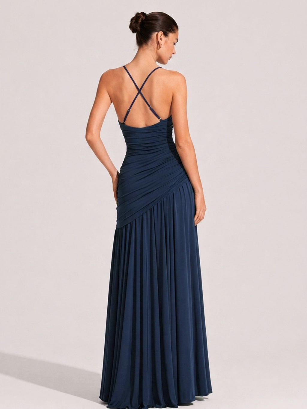 Helena Halter Ruched Maxi Dress
