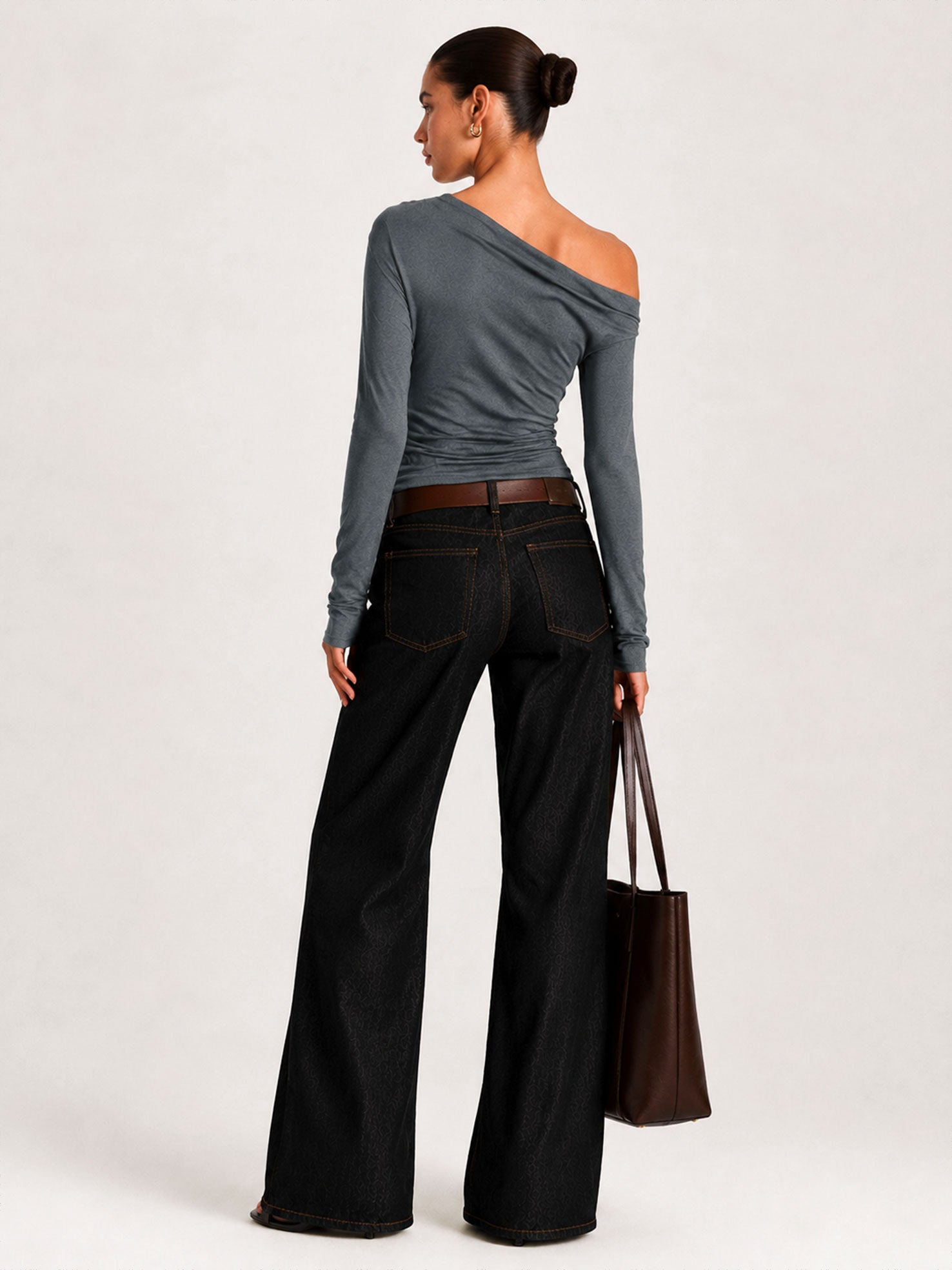Off-Shoulder Ruched Long Sleeve Top