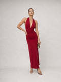 Aveline Ruched Halter Maxi Dress