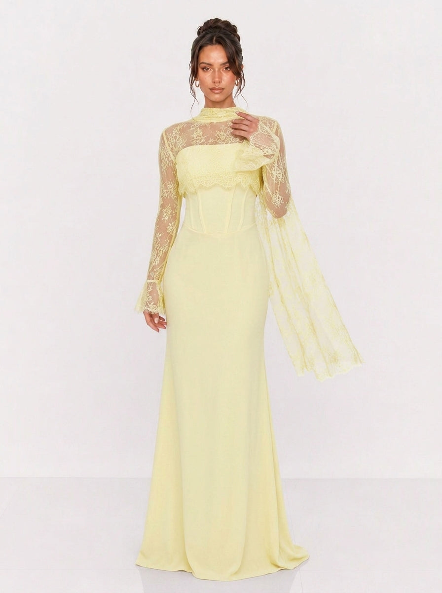 Zephrina Isadora lace drape maxi dress