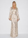 Zephrina Estelle floral satin-look maxi dress in ivory